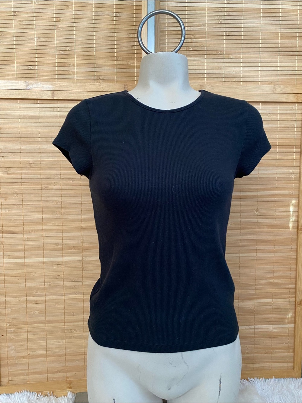 American Eagle black ribbed short sleeve stretchy tee T-shirt woman’s medium